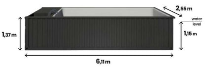 PISCINA CONTENEDOR 6,11 X 2,5M LISTA PARA USAR CON TECHO, PACK PREMIUM